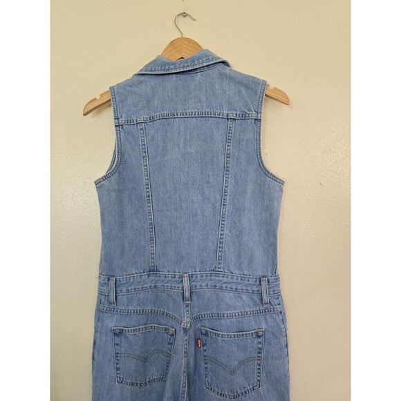 Levi's Sleeveless Jumpsuit Womens Size Small Button Down Premium Quality Blue - Picture 11 of 13